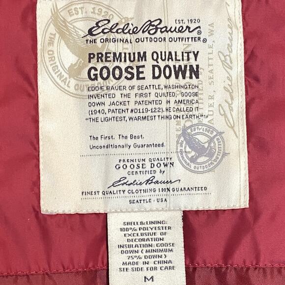 Eddie Bauer Quilted Goose Down Vest Women M Red Outdoor Gorpcore Cozycore Casual - Picture 8 of 11